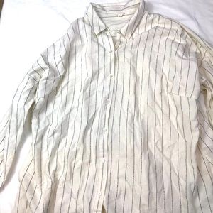 Eilen Fisher Women's Long Sleeve Buttoned  Shirt Sz 1X/2X White RN # 78121 A0512